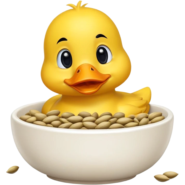 a yellow duck eating sunflower seeds from a bowl emoji