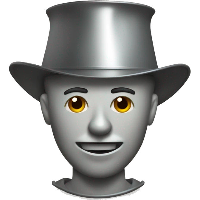 Man made of tin with axe and funnel hat emoji