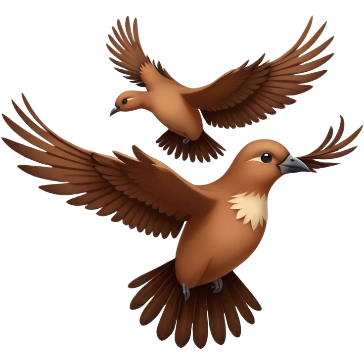 Three birds flying together in the sky, wings outstretched, moving in harmony, creating a peaceful and dynamic scene. emoji