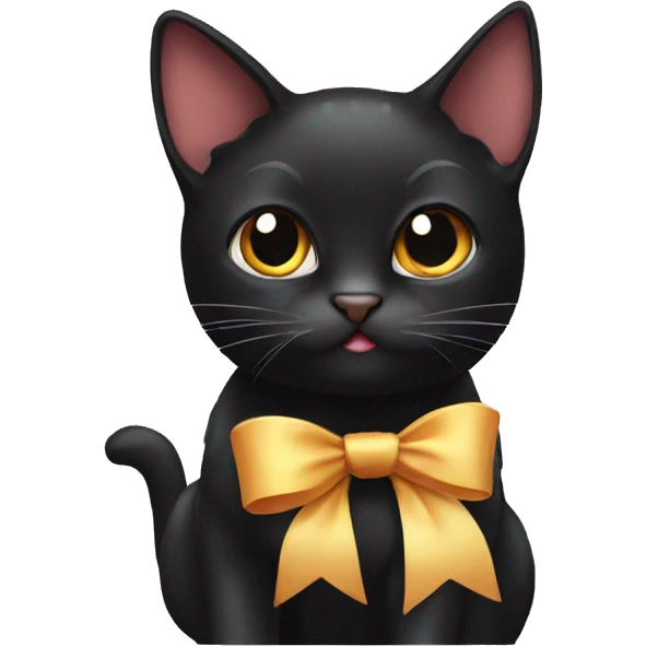 Black cat with bow  emoji