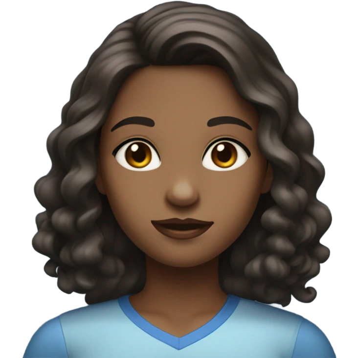 Girl with dark brown hair and blue eyes wavy hair middle part emoji