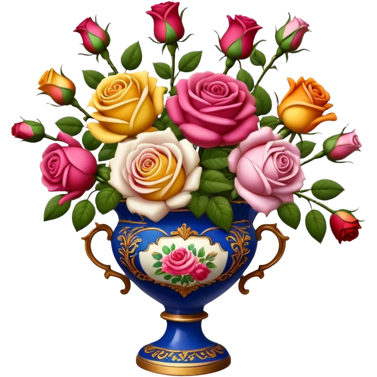 Assorted Roses in a vintage vase emoji