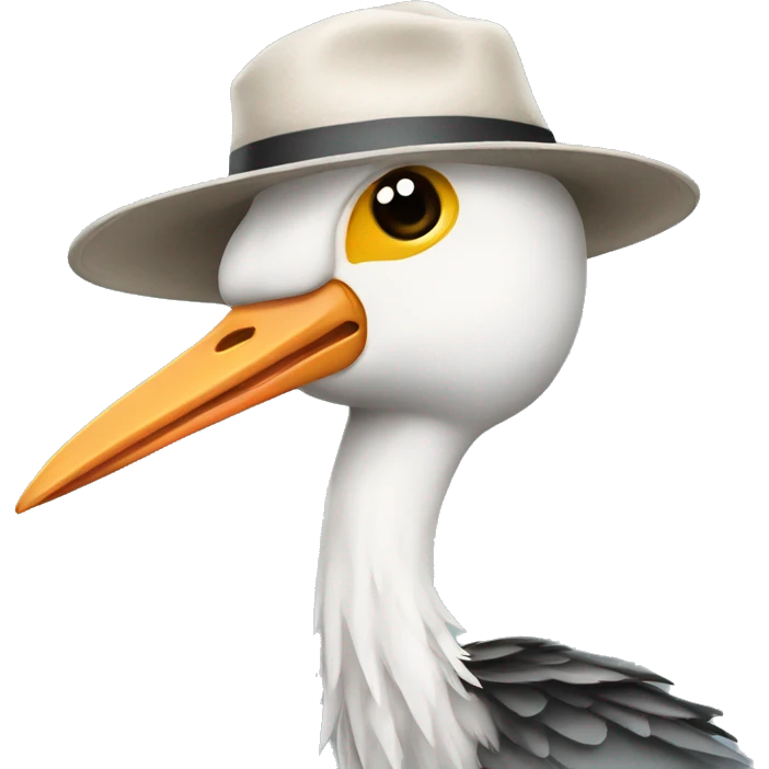 storch mit Strohhütchen emoji