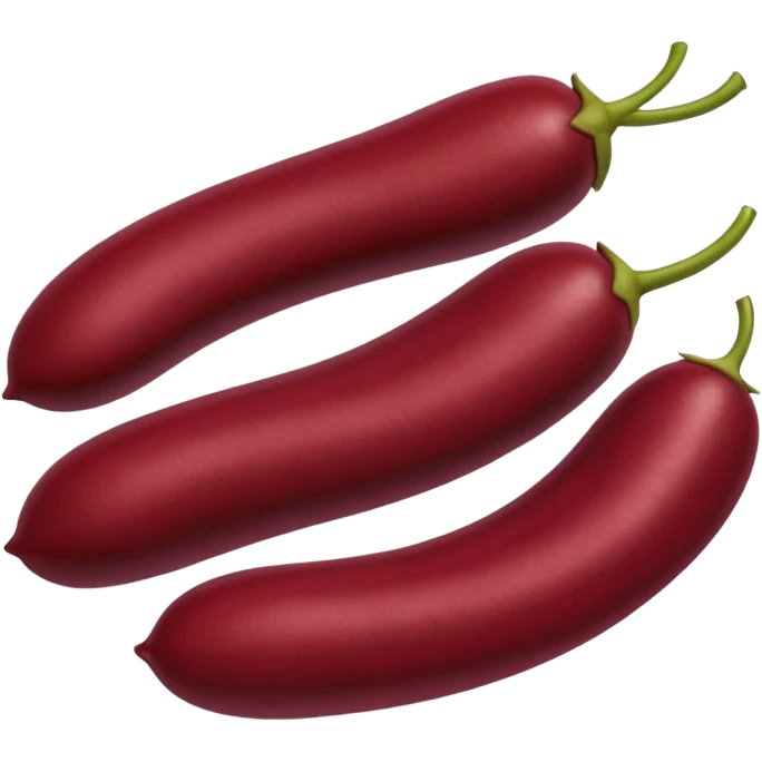 3 to 5 kidney beans, loosely grouped, smooth and shiny, deep red-maroon, curved kidney shape, slight size and hue variation, dry and firm, 3D clean style, transparent background, optimized for emoji size emoji