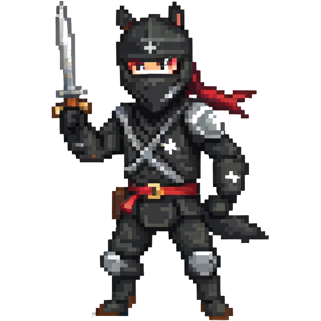 Ninja horse, black ninja outfit, throwing star, stealthy pose emoji