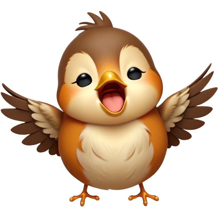 Cinematic Cute Yawning Robin Portrait Emoji, Head tilted slightly with a dramatic, wide-open yawn, showcasing a small, softly feathered body with gently drooping wings and sleepy, half-closed eyes, Simplified yet irresistibly adorable features, highly detailed, glowing with a soft, cozy glow, high shine, relaxed yet expressive, stylized with a dash of whimsical woodland charm, soft glowing outline, capturing the essence of a drowsy yet affectionate robin that appears ready to stretch out for a nap! emoji