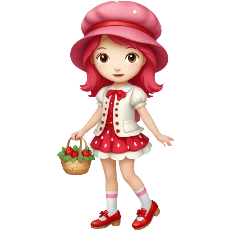 pretty and cute modern day strawberry shortcake full body with red shoes emoji emoji