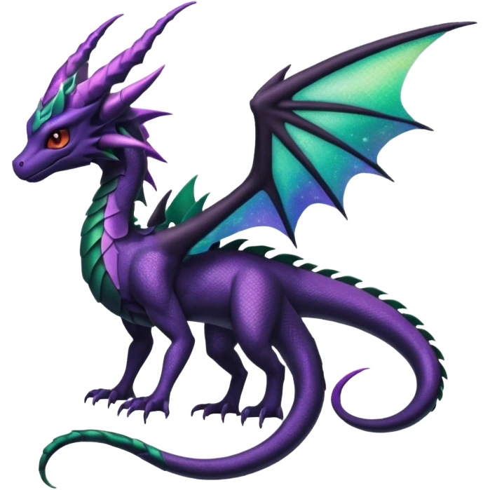 Void-Black Star-Dusted Night-Shimmered Cosmic-Winged Draconic Noivern-Rayquaza-Lunala creature (full body) emoji