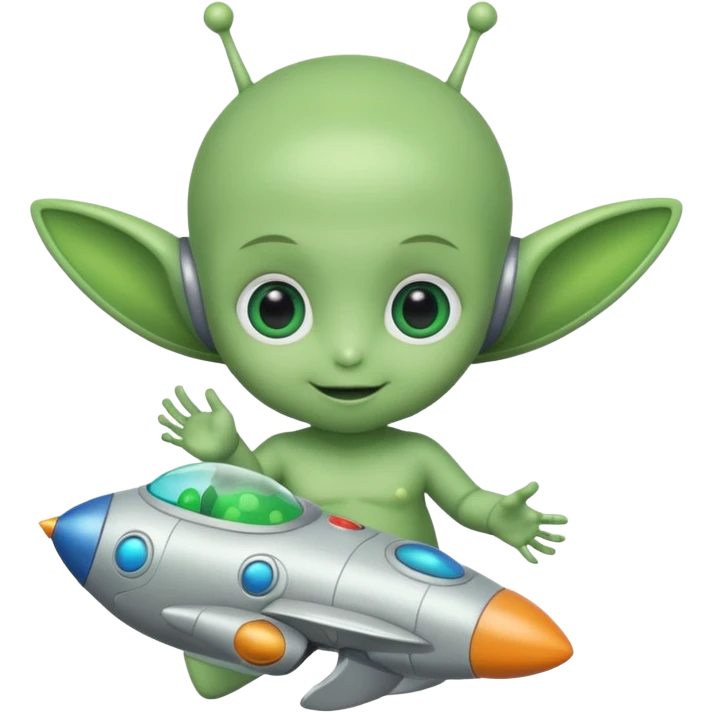 Alien baby with toy emoji