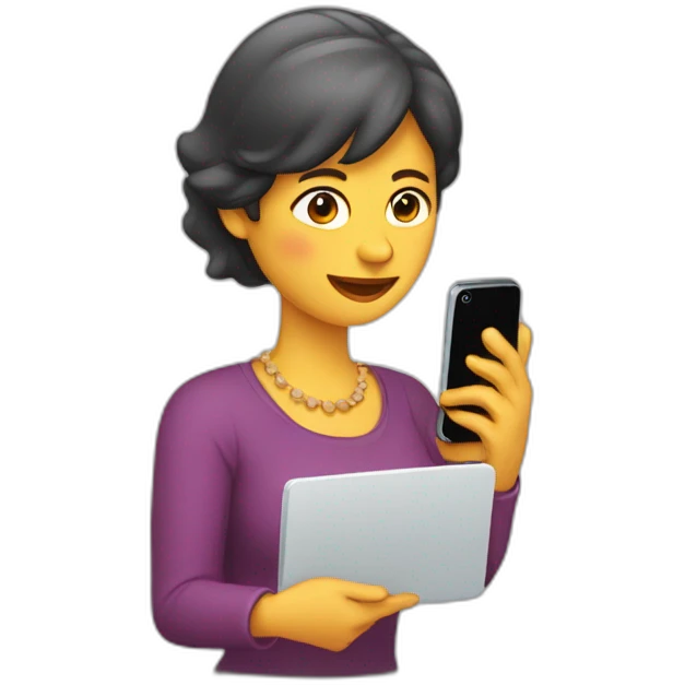 Mujer con teléfono móvil en la mano emoji