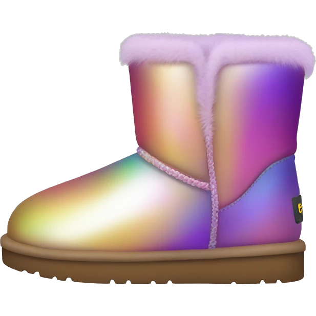 Pair of iridescent fur Ugg boots.  emoji