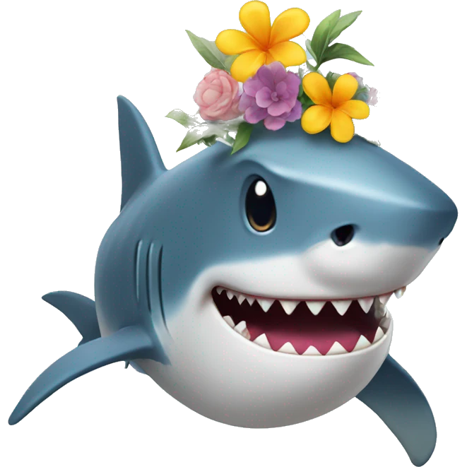 shark with flower on head emoji