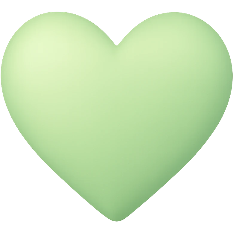 heart with a soft pistachio green gradient, digital illustration emoji