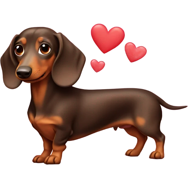 Dachshund with hearts emoji
