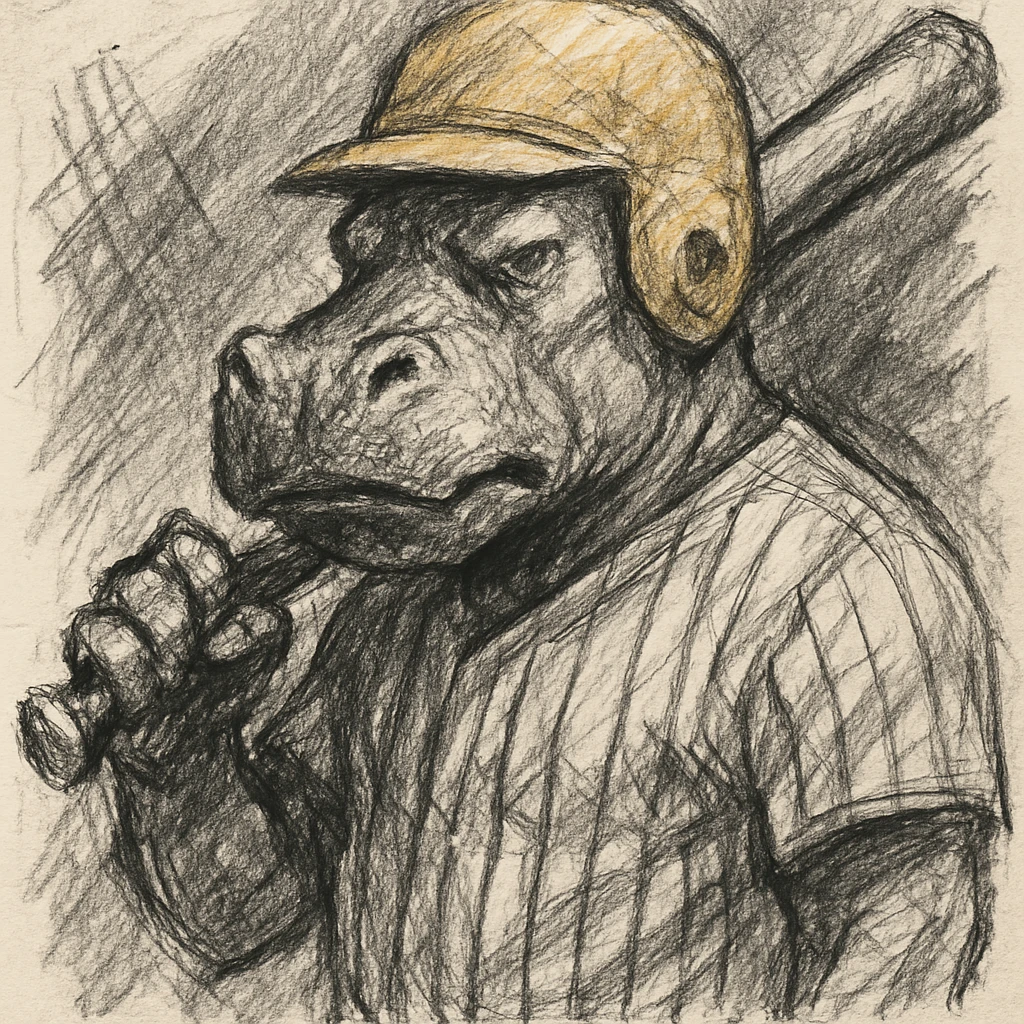 hippo holding a baseball bat, wearing a yellow helmet, pinstripes outfit emoji