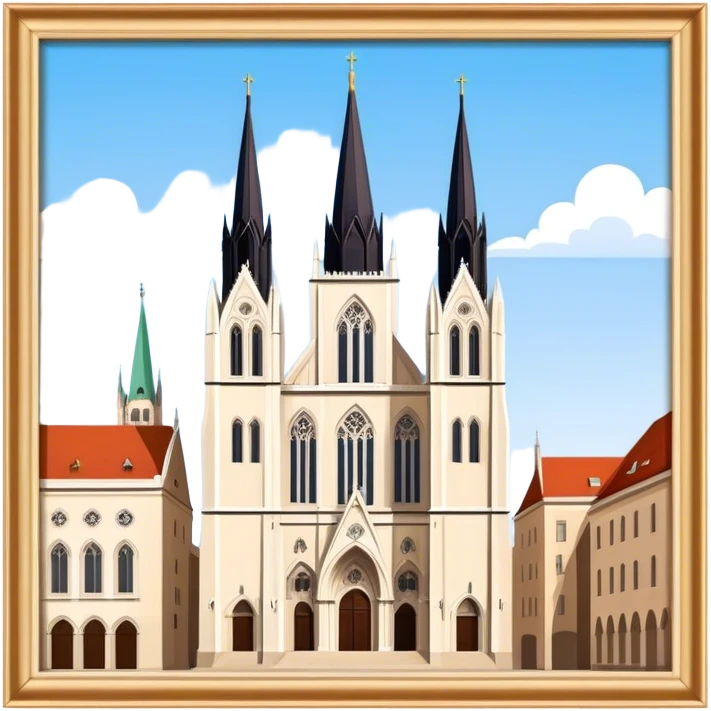 Zagreb Cathedral Landmark Emoji – Depicting its Gothic architecture and twin spires. emoji