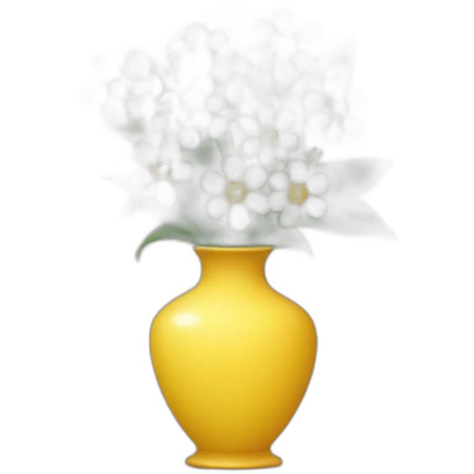 a vase with yellow and white small flowers emoji