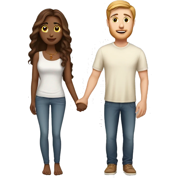 White guy with brown hair and indian girlfriend emoji