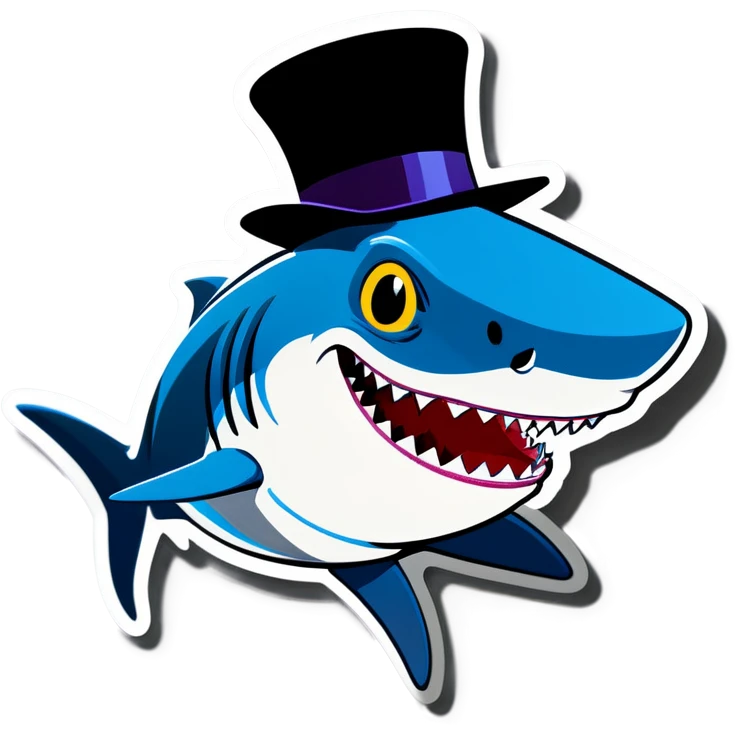 Shark with a top hat emoji