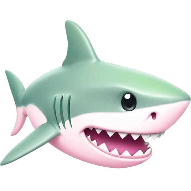 Shark colored pastel pink and green emoji