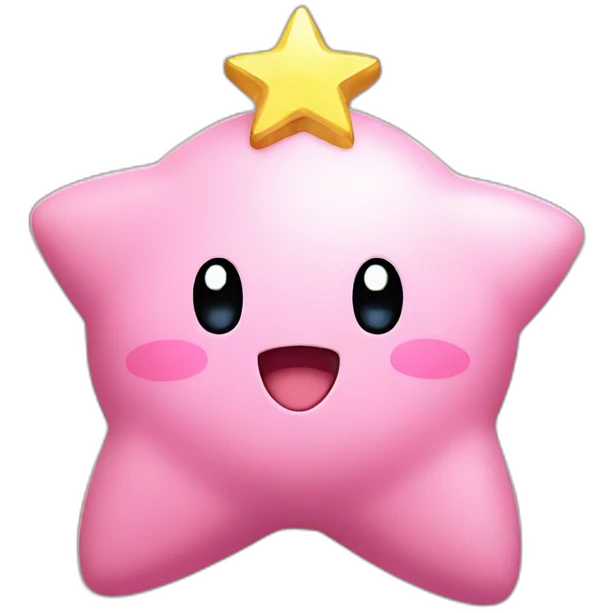 clean cute happy Kirby with a golden star emote emoji