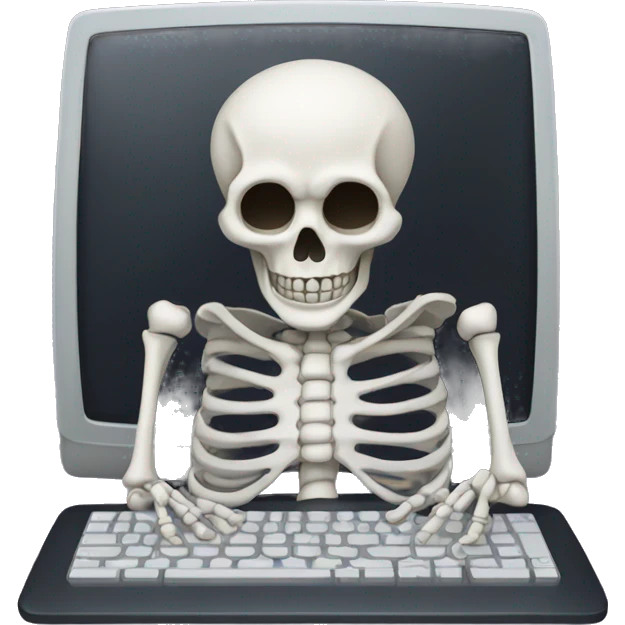 Skeleton on computer emoji