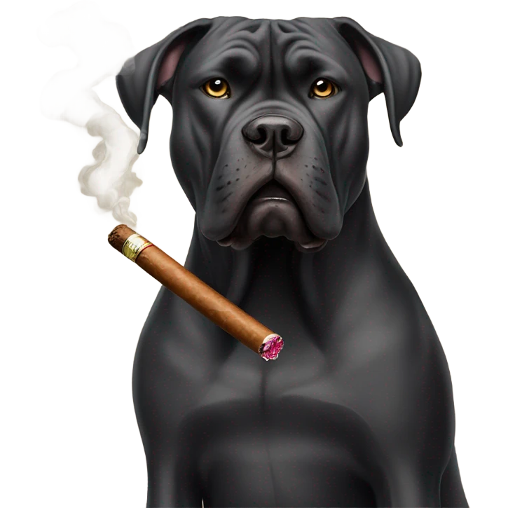 A Cane Corso smoking a cigar. emoji