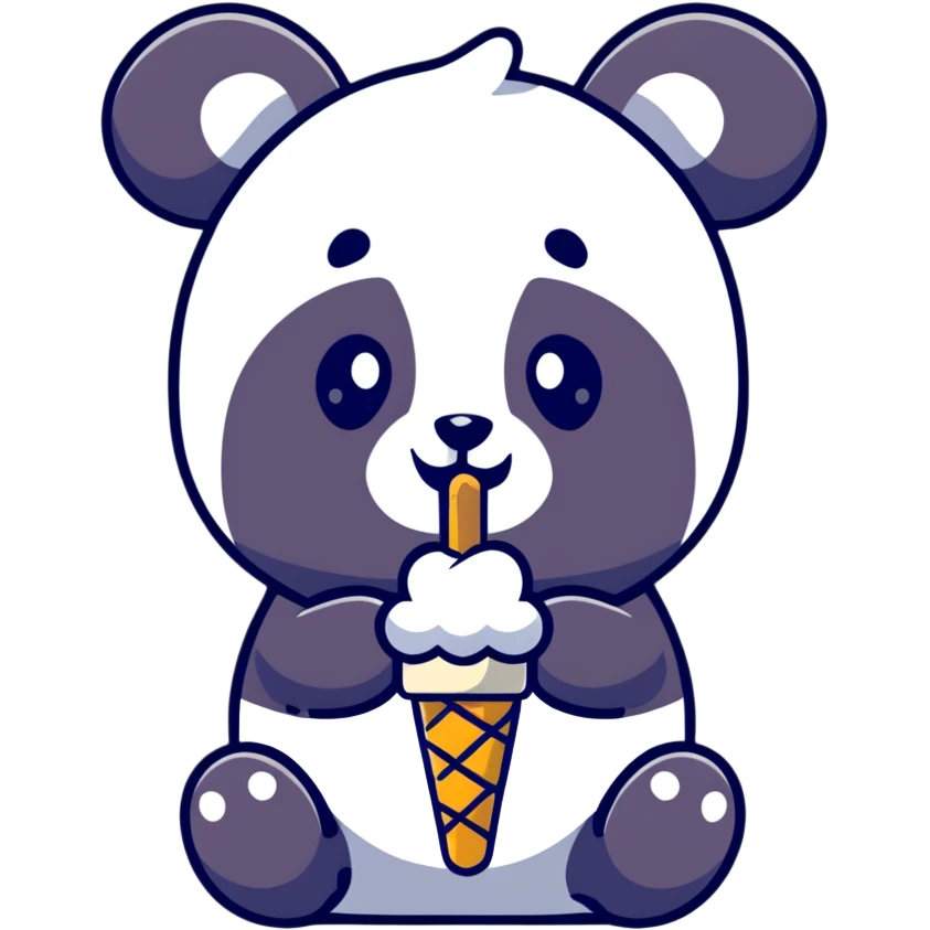 Panda eating ice cream emoji
