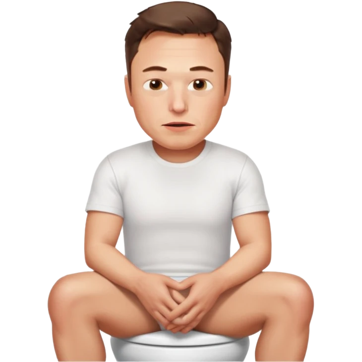 elon mask pooping on the toilet face red and sweaty from pooping emoji