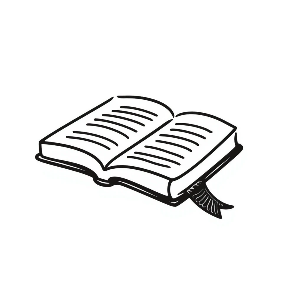 hand-drawn book with bookmark emoji