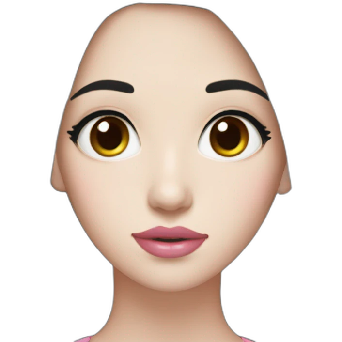 Beautiful woman,Black hair,long hair,White skin,oval face,big eyes,Blackeyes,Pink lips,Chinese emoji