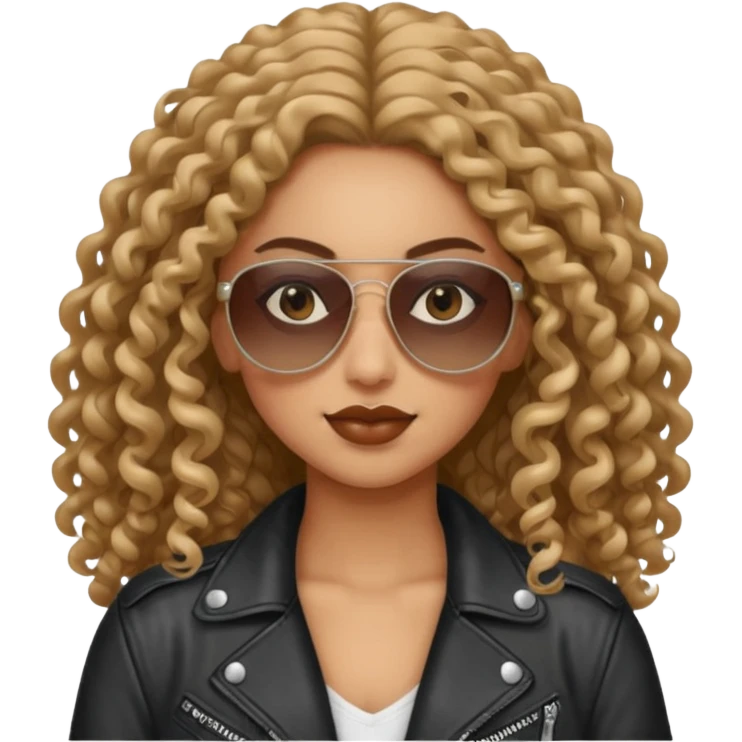 Biker Gang with Sunglasses,girl, long curly hair, sunglasses emoji