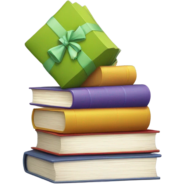 stack of books with a being bow emoji