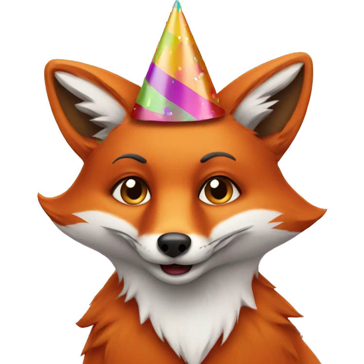 Fox wearing a party hat emoji