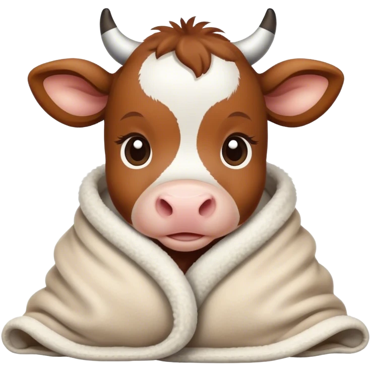 baby cow cozy in a blanket emoji