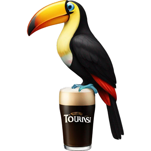 Toucan with Guinness pint on its beak emoji