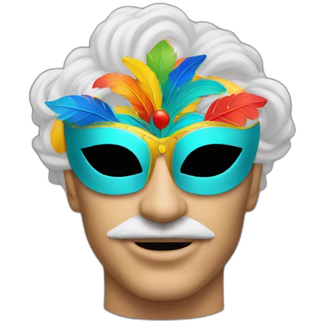 man with a carnaval mask on the head, hiding all the face emoji