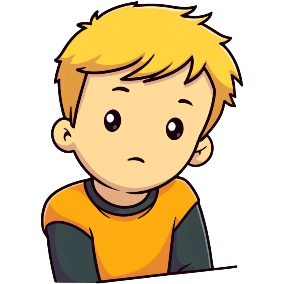 blonde boy in contemplative pose emoji