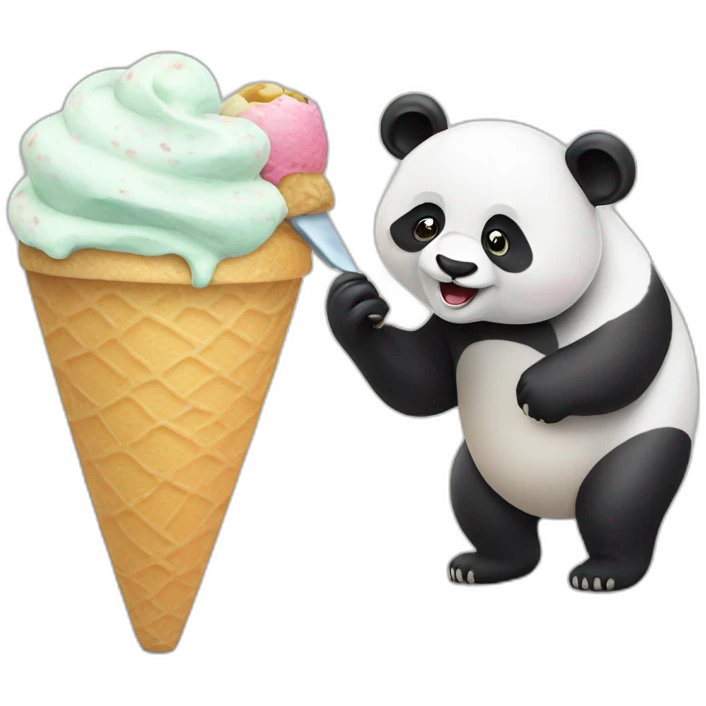 Panda eating ice cream emoji