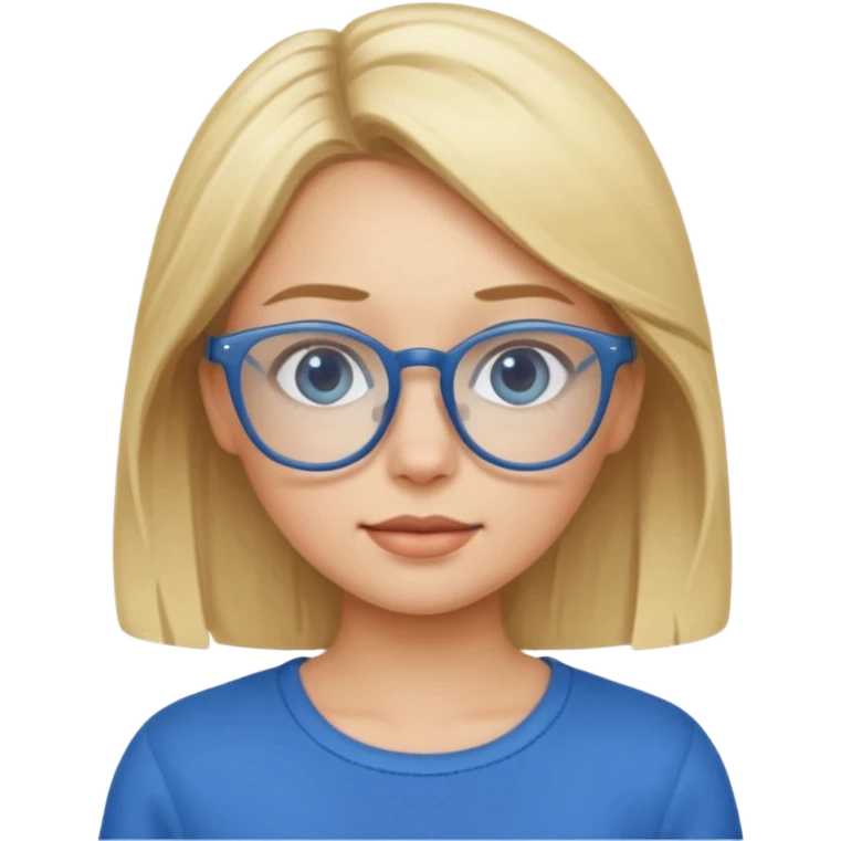blond girl with eyeglass and blue outfit emoji
