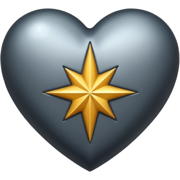 heart with a dark star and silver emoji