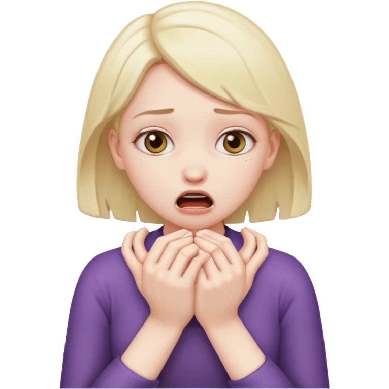 Girl choking herself with her hands emoji