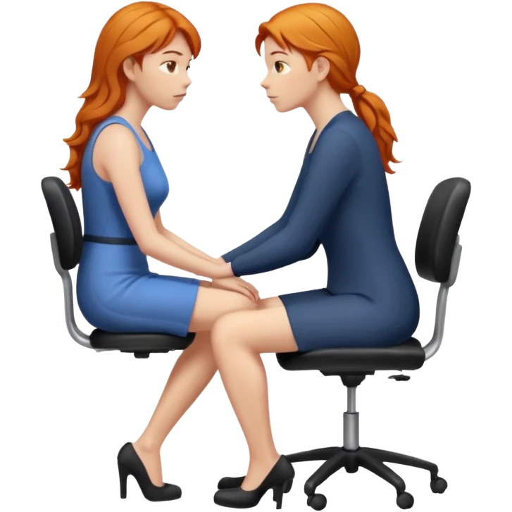 ginger woman with bad posture on chair from the side emoji
