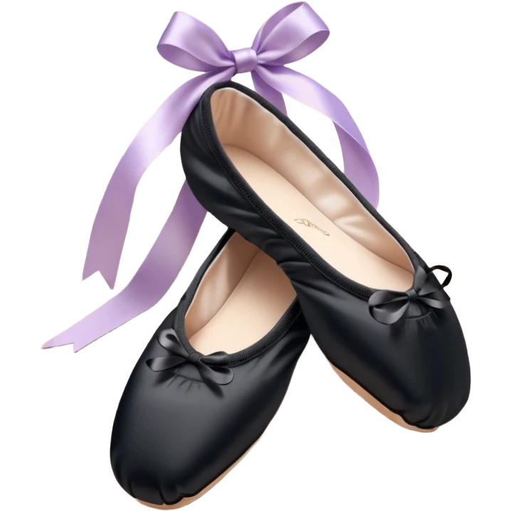 cinematic-realistic-ballet-shoes,-soft-satin-black-pointe-shoes-with-delicate-ribbons,-resting-gently-on-a-polished-wooden-floor,-subtle-creases-in-the-fabric,-glowing-under-the-warm-golden-light-of-a-rehearsal-studio,-evoking-ele emoji