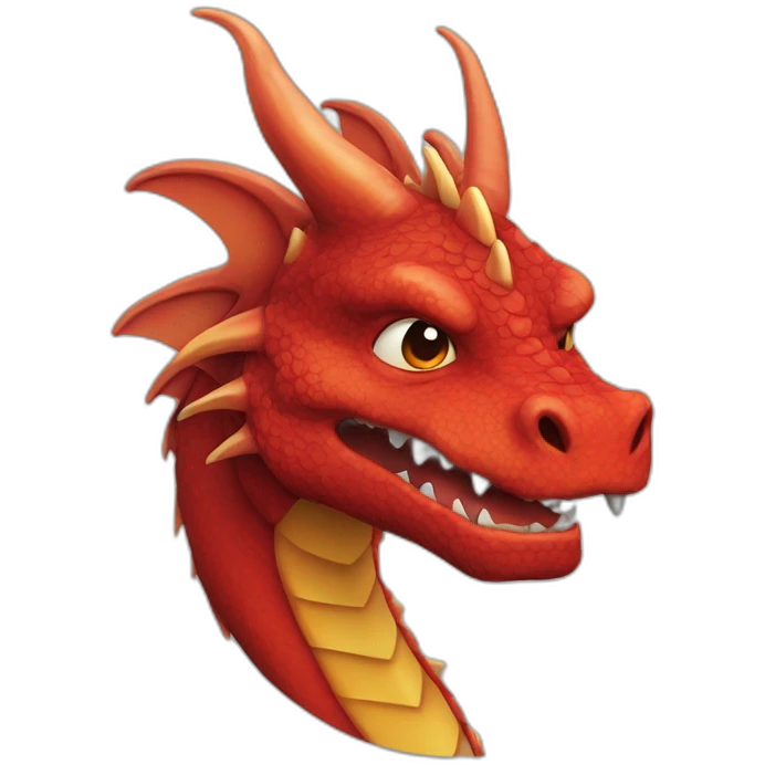 Dragon rouge de face en colère emoji