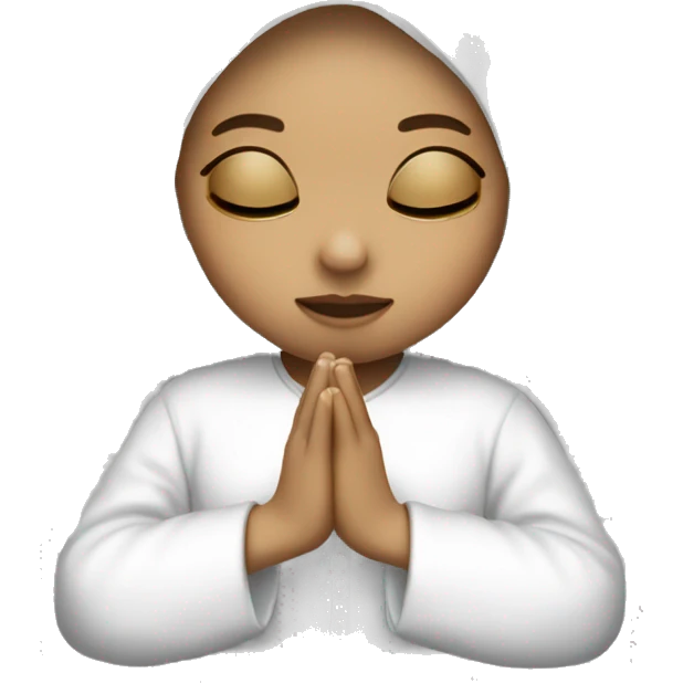 Light skin girl praying with eyes closed and lace white veil  emoji