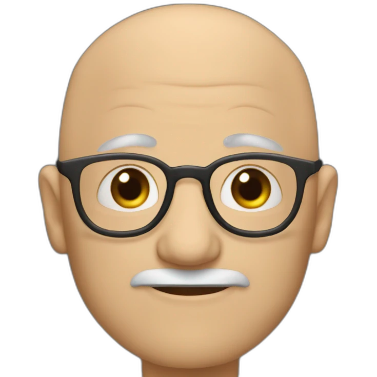 60 year old man, bald, whit little beard and glasses emoji
