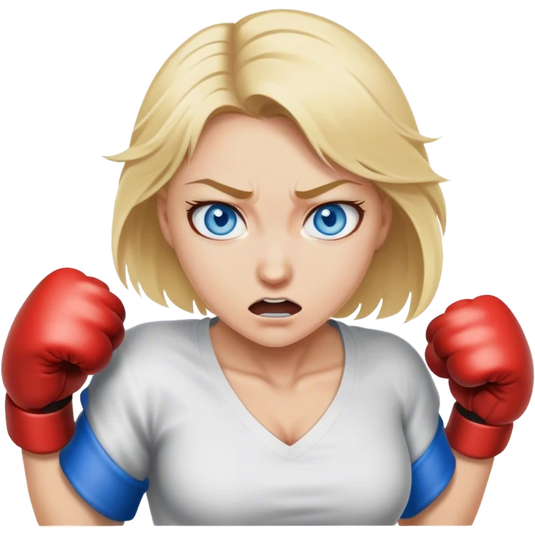 Blond woman with Blue eyes fighting in a brawl emoji