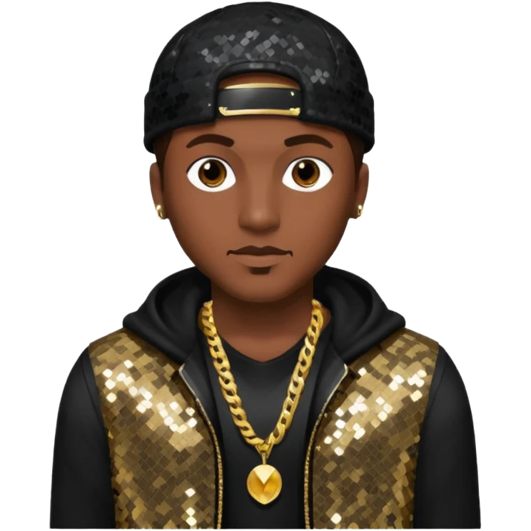 Mystikal, Rapper with dark brown hair, black sequin outfit emoji