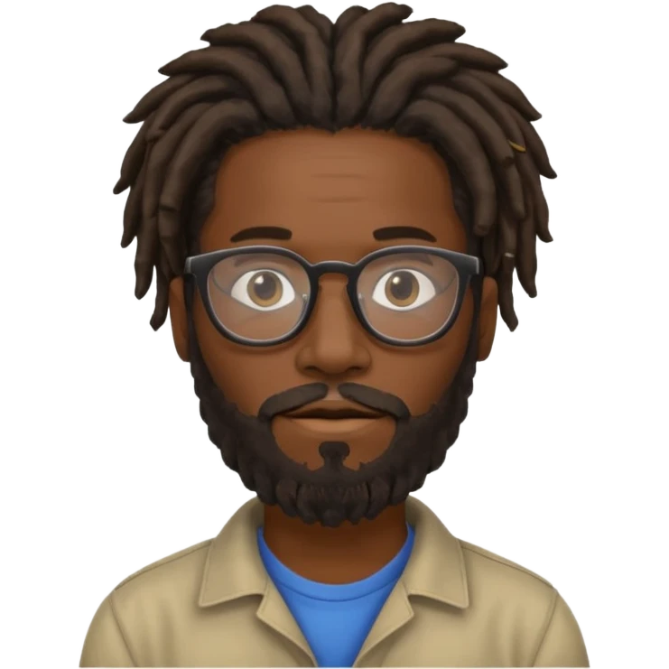 Black guy with dreadlocks and a beard glasses emoji